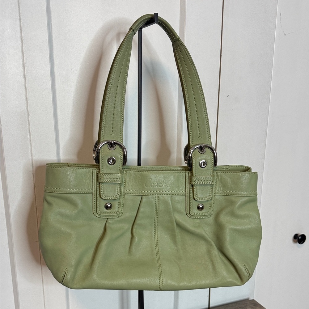 Coach Olive Green Leather Shoulder Bag